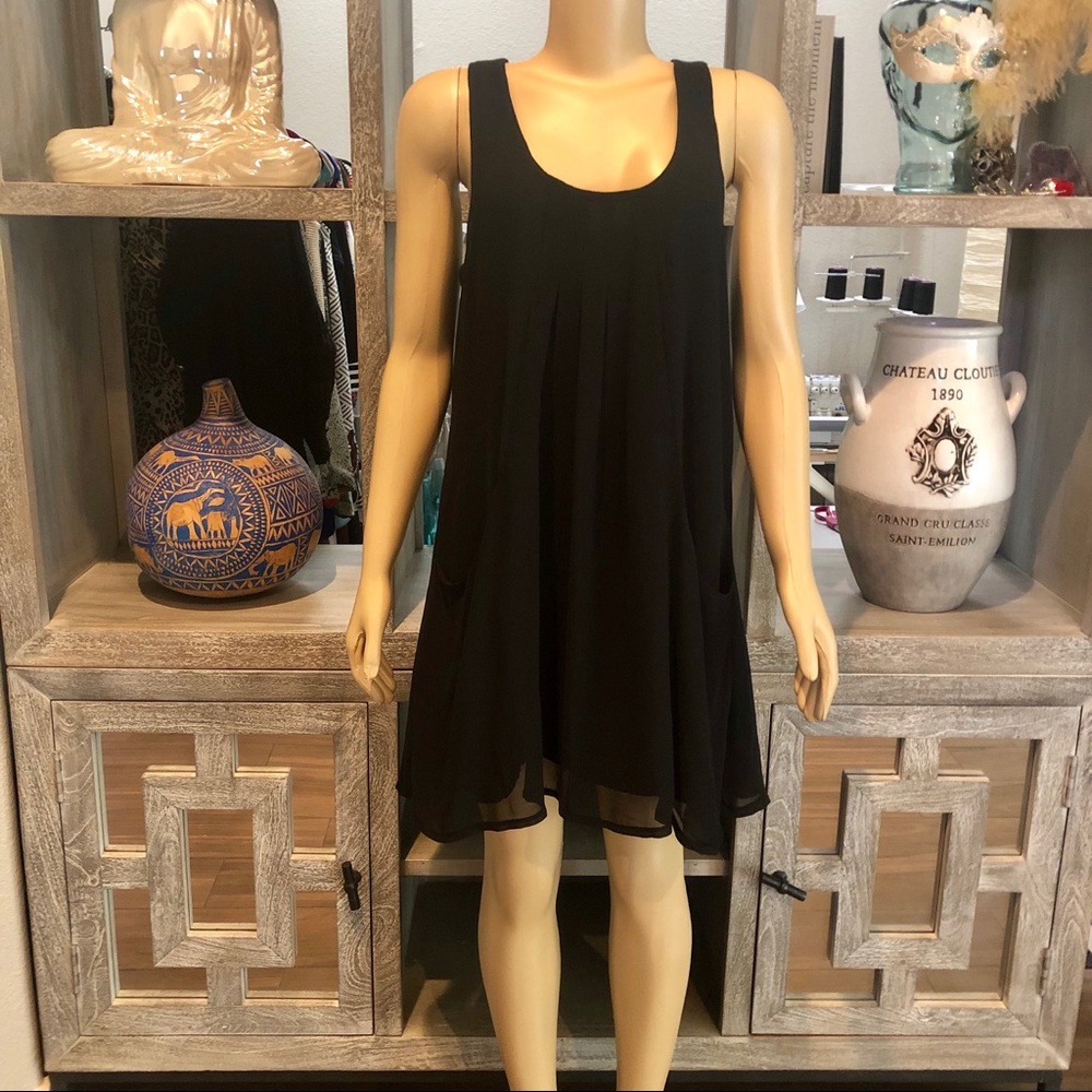 Black Chiffon Shift Dress
